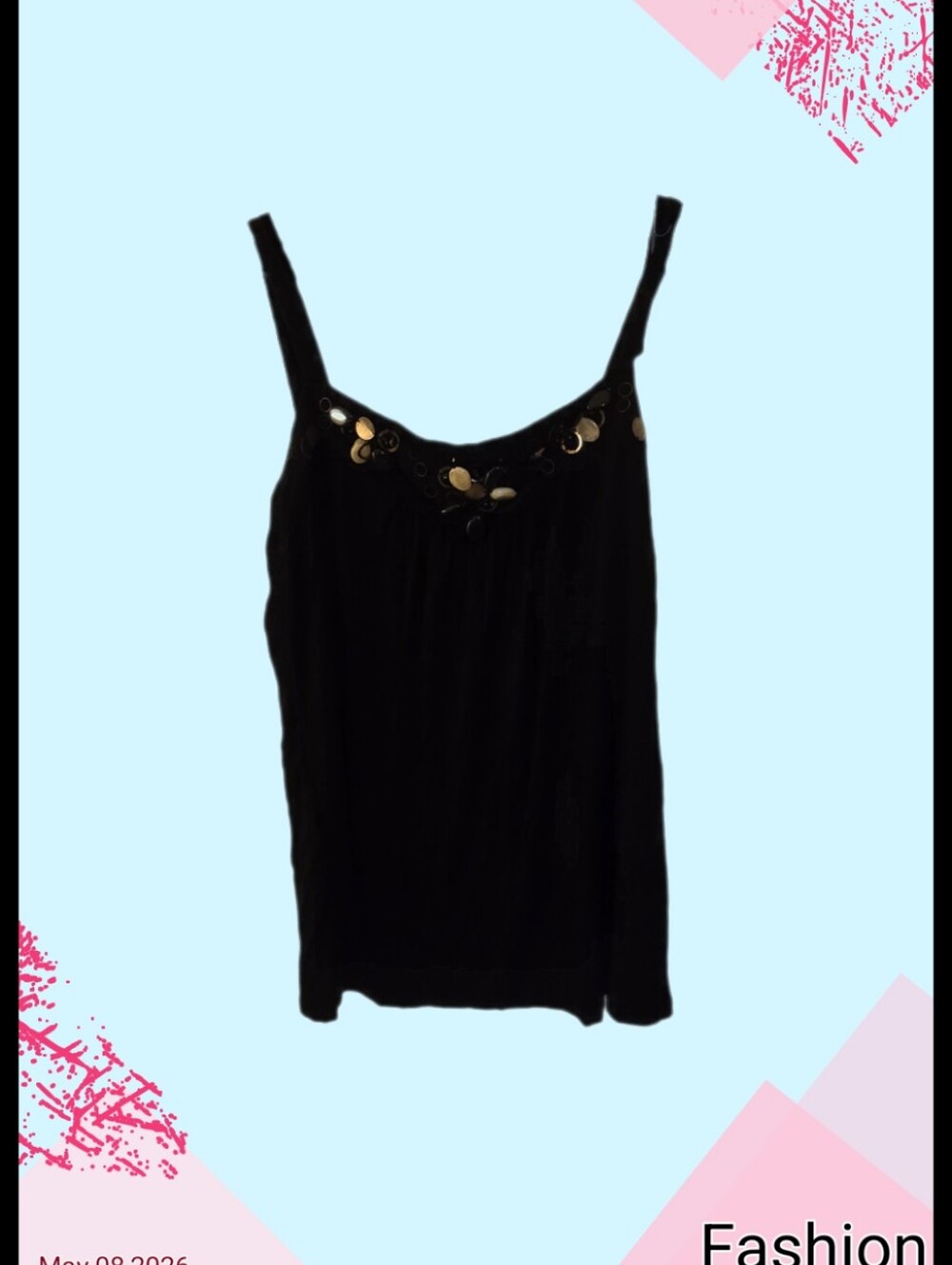 Lane Bryant Black Camisole with Gold Disc Trim